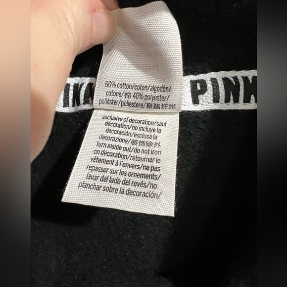 NEW NIP VS PINK Victoria Secret‎ black cowl neck crop crew sweatshirt L large - Picture 5 of 5